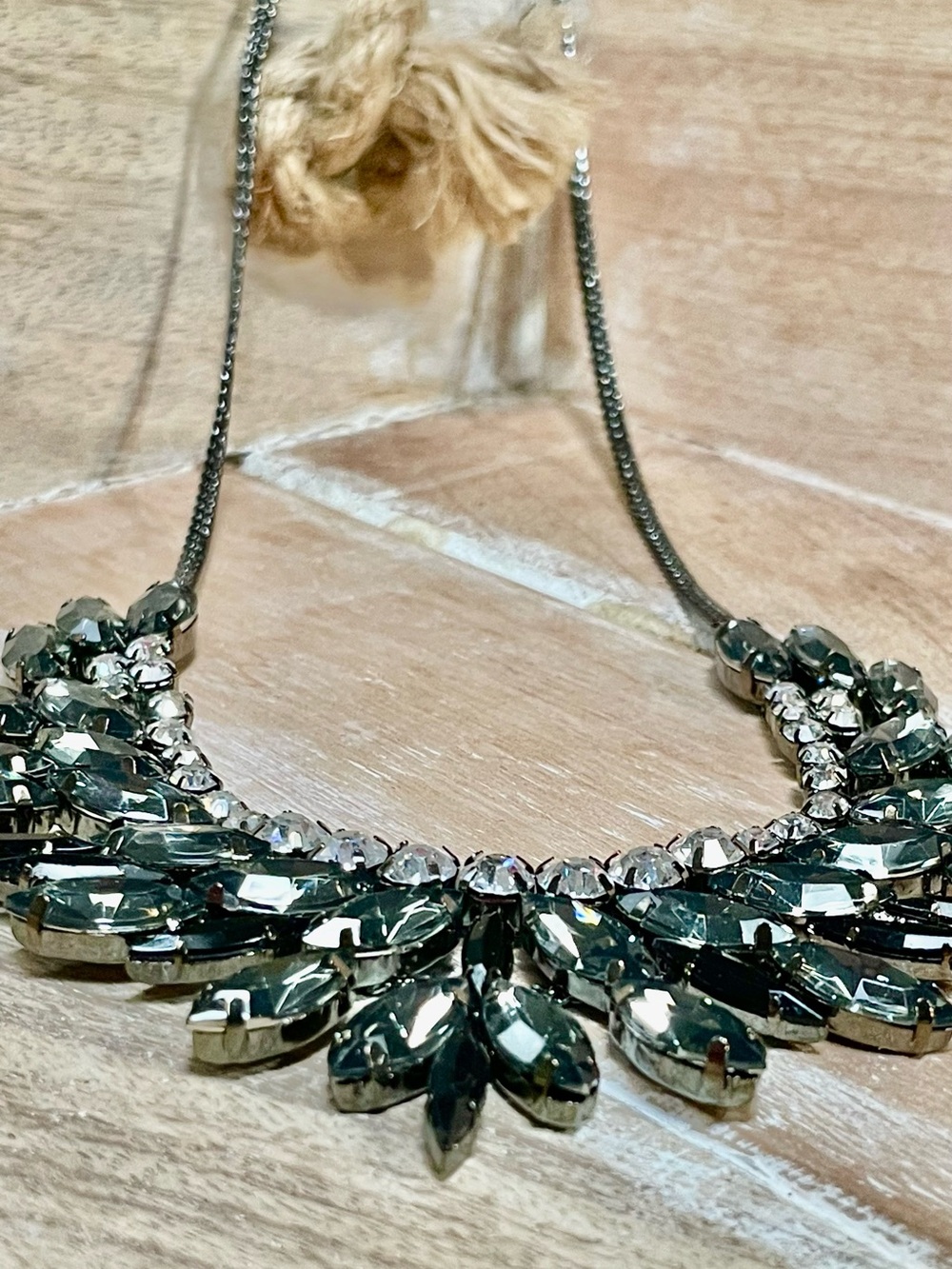 Deep Charcoal Gray Crystal Statement Necklace - On-Trend Women Jewelry - Picture 4 of 6